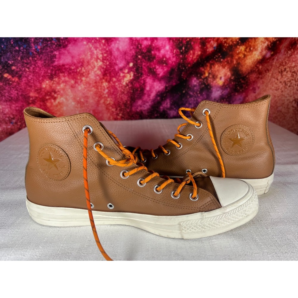 2018 Converse Chuck Taylor All Star Leather High Top Brown Orange Mens 12